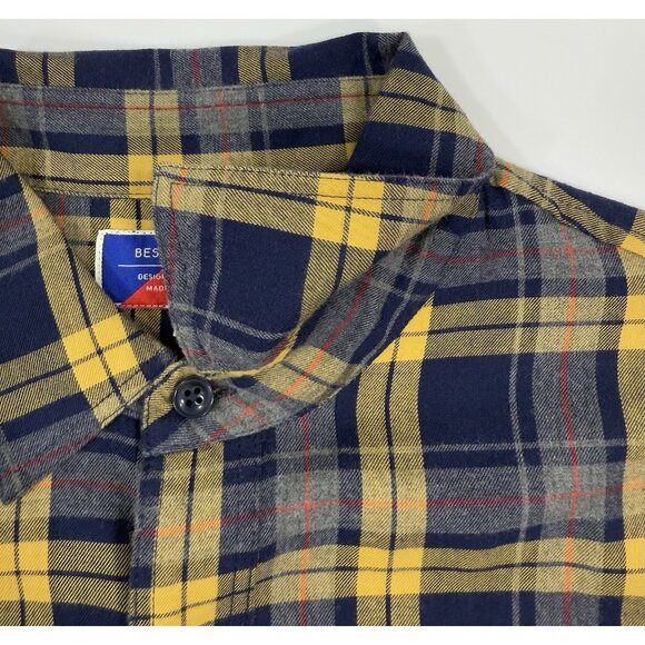 Best Made Co Mens Flannel Shirt Sz Medium Plaid Button Up Cotton Elbow Patches - Picture 4 of 14